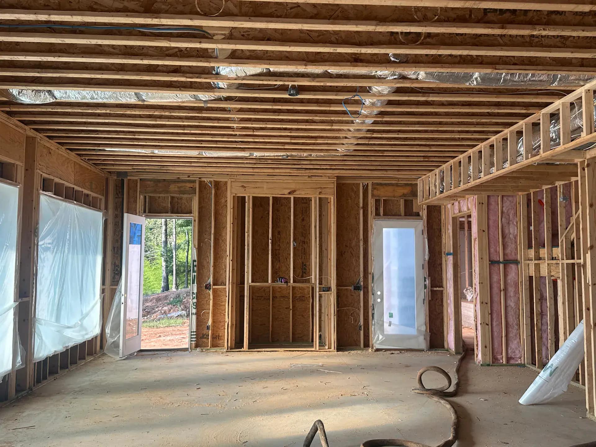 Full containment and floor protection during a luxury Metro Detroit spray foam install